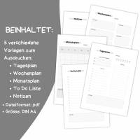 Planer deutsch A4 | Tagesplaner | Wochenplaner | Monatsplaner | Druckvorlage zum Selberdrucken | Digitaler Download Bild 2
