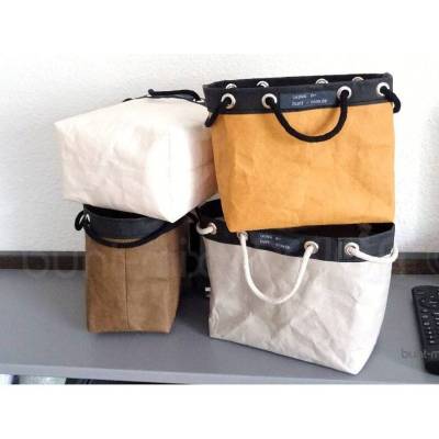 Utensilo waschbares Papier, Hängekorb offwhite braun, Projekttasche Henkelkorb, by BuntMixxDESIGN