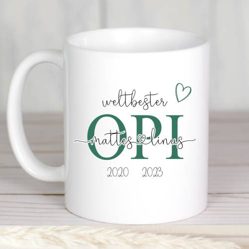 Geschenk Tasse Opi mit Namen, Geschenk Opa, Kaffeetasse personalisiert Opi, Geschenk Vatertag, Vatertagsgeschenk