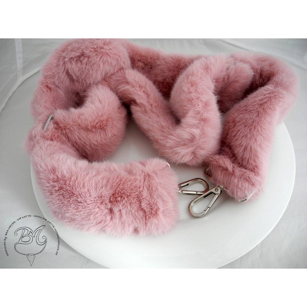 Schultergurt Taschentrageriemen fluffig Fell rosa Taschen Handtaschen
