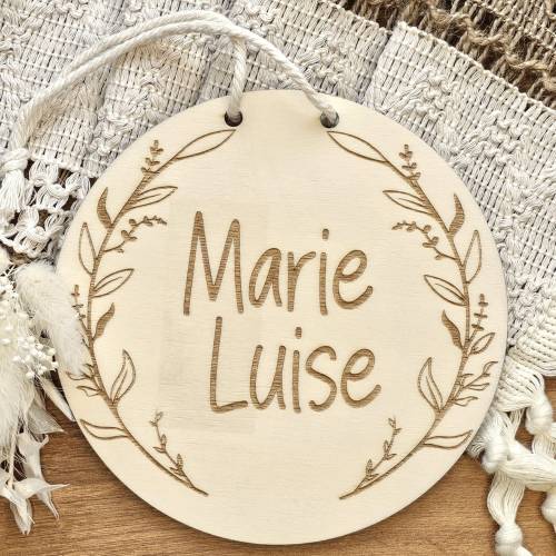 Namensschild mit Geburtsdaten aus Holz, personalisiertes Geschenk zur Geburt oder Taufe, Türschild Kinderzimmer Tür