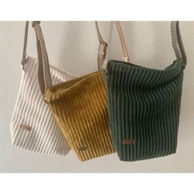 Wertige Schultertasche/Cross-Over-Tasche aus Breitcord, 3 Farben, Cordtasche, Reißverschluß, verstellbare Gurtlänge