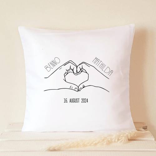 Personalisiertes Kissen zur Hochzeit Brautpaar Hochzeitsgeschenk Lineart