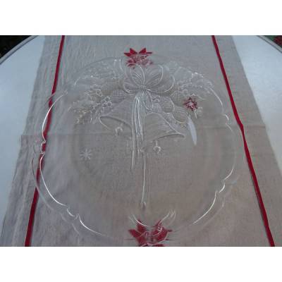 Großer Glasteller mit weihnachtlichem Glockendekor