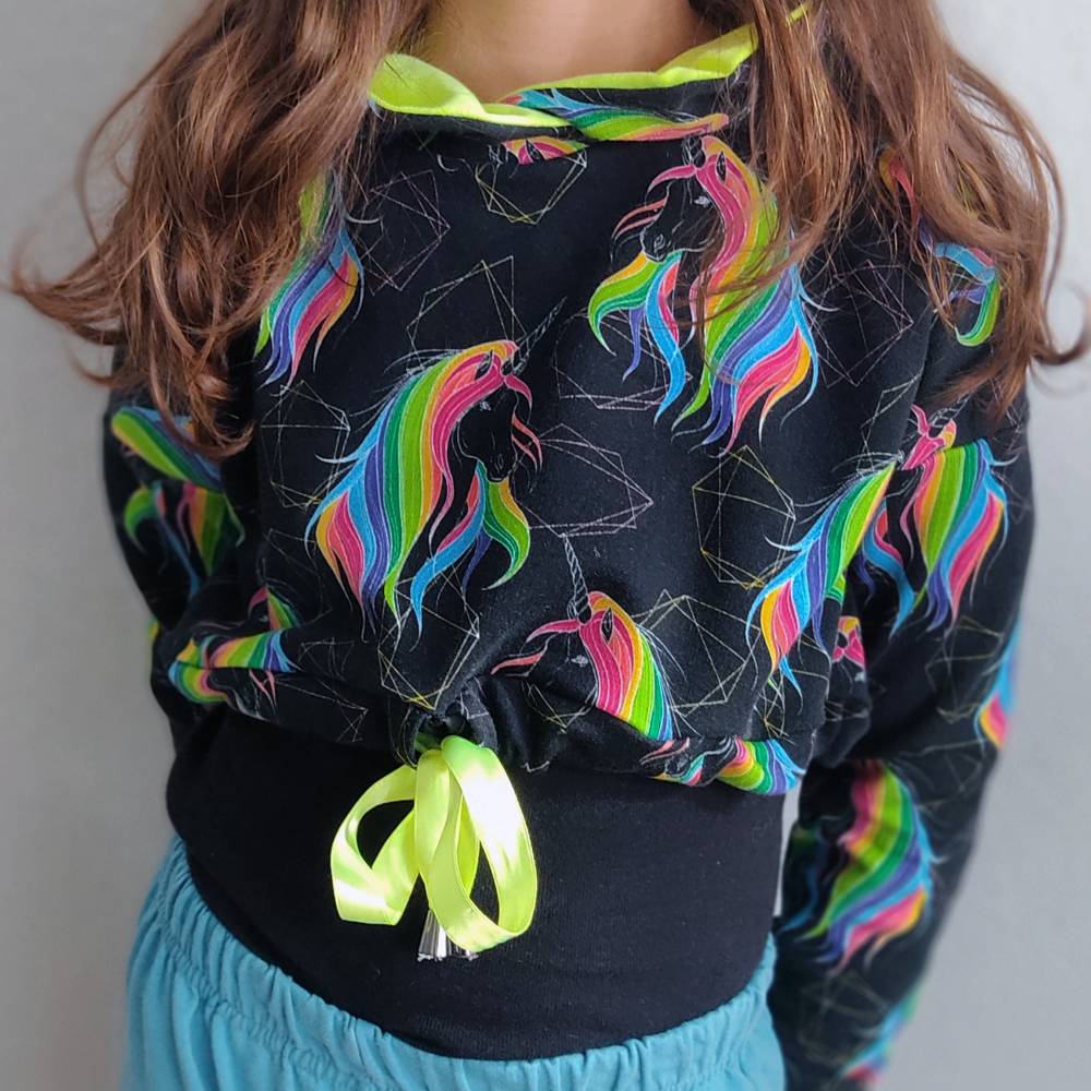 Cropped Hoodie Einhorn neon Kinder 104-158 RÄUBERKIND