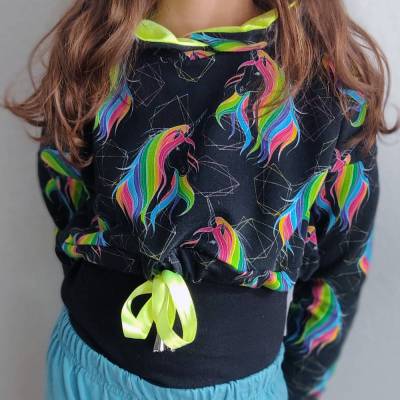 Cropped Hoodie | Einhorn - neon | Kinder Gr. 104-158 | RÄUBERKIND