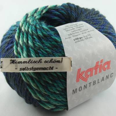 Katia Montblanc schöne Multicolorwolle in Farbe 70, petrol, türkis und grün