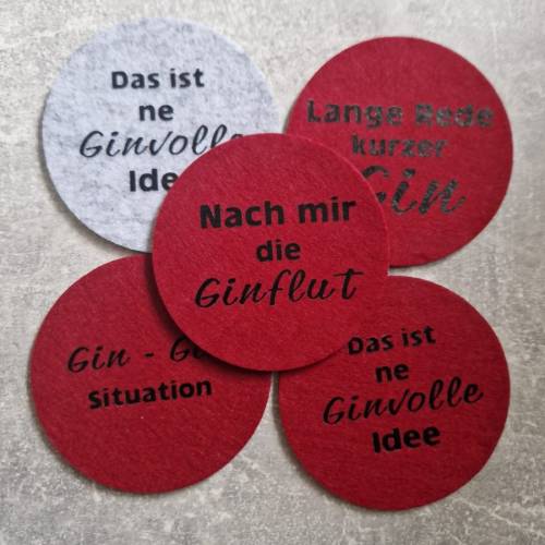 Filzuntersetzer Untersetzer Sprüche Bierdeckel Gin,     Filz Untersetzer Gin, handgefertigt, stilvoll, Gin-Erlebnis, Obe