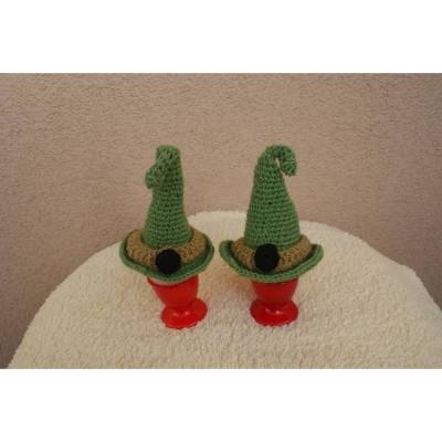 Eierwärmer grüne lustige   Hexenhüte  gehäkelte Handarbeit   Baumwolle