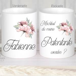 Kaffeetasse Patentante, Tasse Frage  
