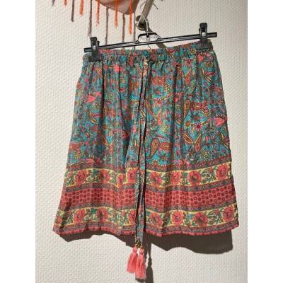 Damen Short Hose Bermuda indisch aus Seide mit Ornamenten und Blumen Gr. Onesize