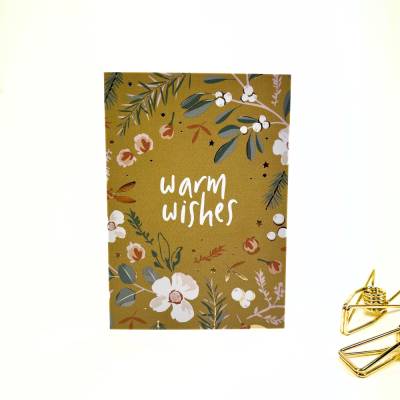 Kleine Karte WEIHNACHTSBLUMEN Geschenkkarte A7 bedruckte hochwertige Karten mit Goldeffekt OCKER