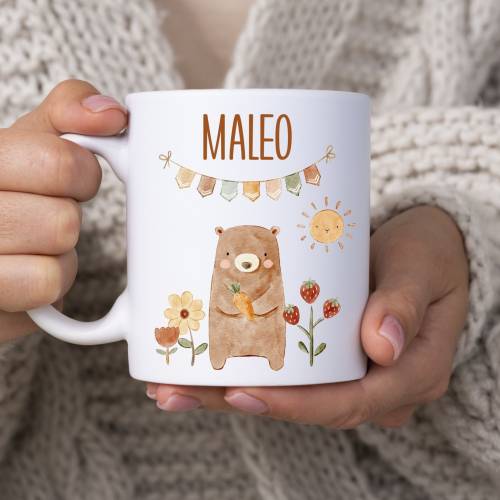 Geschenk personalisierte Tasse Kind, Namenstasse Bär, Geschenk mit Namen, Kindertasse Motivwahl