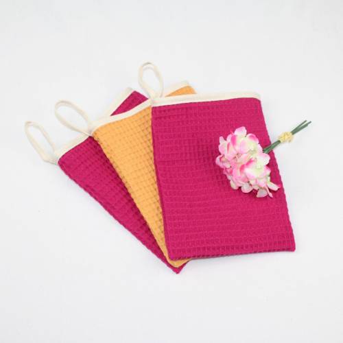 Waschhandschuh Peeling Waffelpique Baumwolle schrägband spa