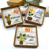 Stickdatei Grünpflanze Wunscherfüller Geld verschenken Bild 1