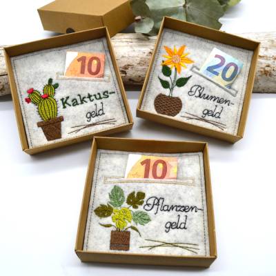 Stickdatei Grünpflanze Wunscherfüller Geld verschenken