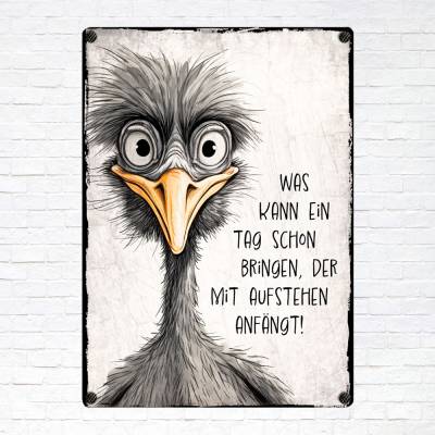 Dekoschild 'Aufstehen', UV-beständiges Blechschild, Wandschild