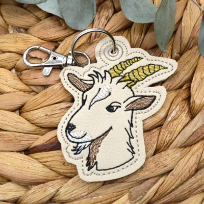 Stickdatei Ziege Schlüsselanhänger ITH Ziegen