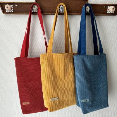 Wertige Schultertasche, Umhängetasche, Shopper aus Breitcord, Cordtasche,  tote bag, Innentasche, Innenfutter,