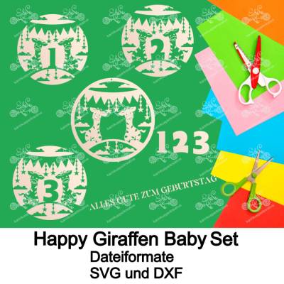 Plotterdatei Happy Giraffen Babys Set
