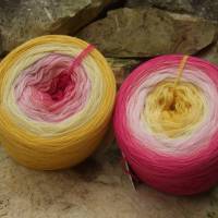 100% Schurwolle Merino extrafein Bobbel gefachter Farbverlauf Wolke 7 Wüstenblume 3-fädig Bild 1