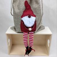Jute-Geschenkbeutel mit Weihnachtswichtel – 20cm x 30 cm - Geschenkverpackung Bild 4