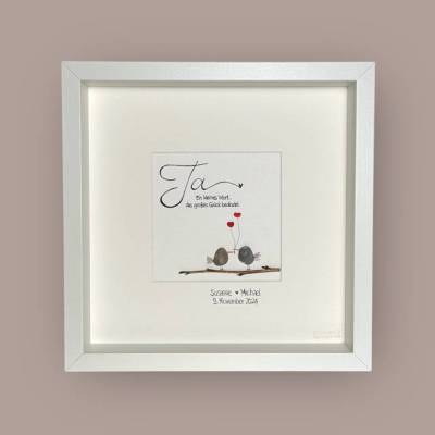 Steinbild handgeschrieben Ja personalisiert SPATZENBANDE Hochzeit Geschenk