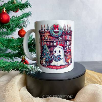 Tasse Keramik 330 ml – Kaffeetasse & Teetasse | Geschenkidee für Kaffee- und Teeliebhaber | Weihnachten Bücherregal