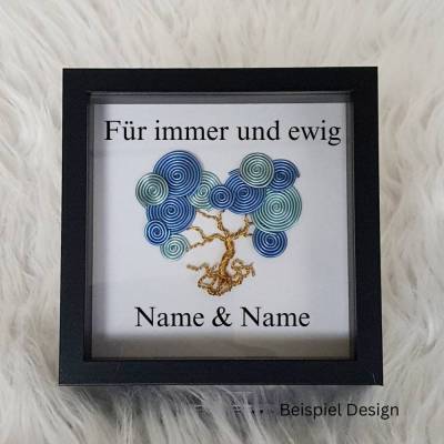Mini Drahtschneckenbaum Geschenk/Hochzeit / Personalisierter Bilderrahmen / Lebensbaum Hochzeitsgeschenk