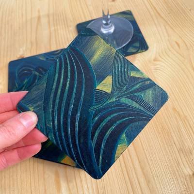 6 blaue Untersetzer für Gläser