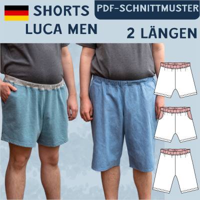 Ebook & Schnittmuster 'Luca Men' – Lockere Männershorts mit Bündchen & Taschenoption, inkl. PDF-Anleitung (Größe 44-60)