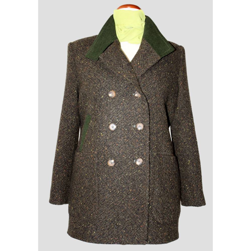 Damen Kurz Mantel Sportlich elegant Tannengrün/ Grün meliert