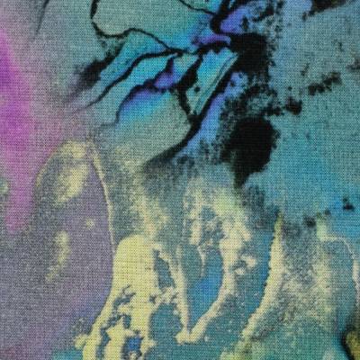 Isla, Alpenfleece abstrakt, lila/smaragd (1m/18,-€)