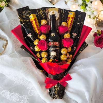 Essbarer Genussstrauß mit Baileys, Ferrero Rocher – Exklusives Geschenk