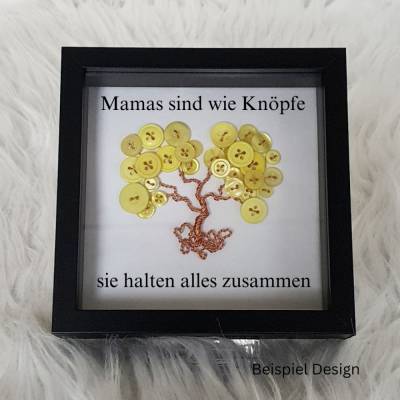 Mini Knopfbaum Geschenk/ Muttertag/ Personalisierter Bilderrahmen / Lebensbaum /Geschenkidee Mama
