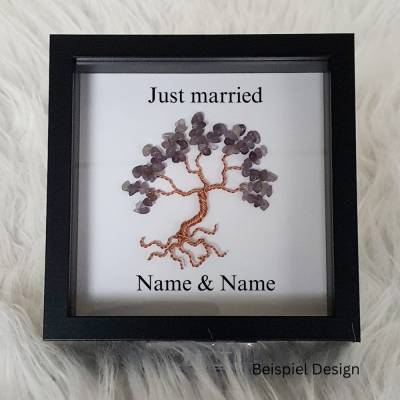 Mini Edelsteinbaum Geschenk/Hochzeit / Personalisierter Bilderrahmen / Lebensbaum Hochzeitsgeschenk