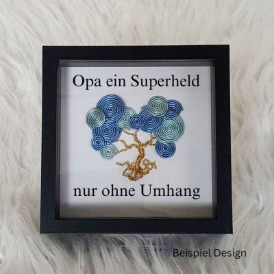 Mini Schneckenbaum Geschenk/ Opa ein Superheld/ Personalisierter Bilderrahmen / Lebensbaum/ Geschenkidee Opa