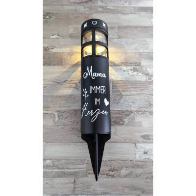 Grablicht Solar, Personalisiert, Gedenklicht, Trauerlicht, Erinnerungslicht, Grabdekoration