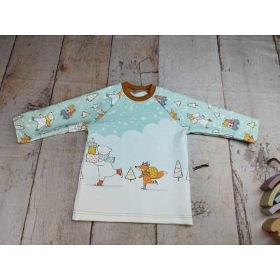 Gr. 80, Langarmshirt, Eisbär Schlittschuhe, mint