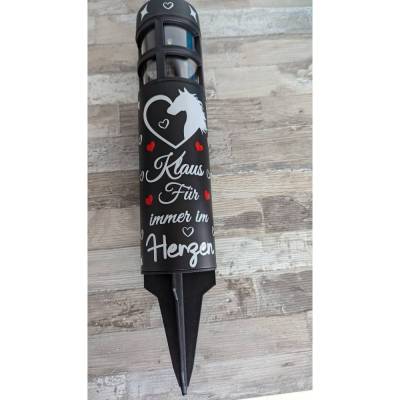 Grablicht/ erinnerungslicht Solar für Pferde, Personalisiert, Gedenklicht, Trauerlicht, Erinnerungslicht, Grabdekoration