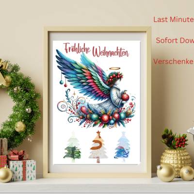 Geldgeschenk - Wunscherfüller zu Weihnachten, A4 , Sofort Download, Zum Ausdrucken, Last-Minute Geschenk 