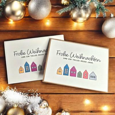 Elegante Weihnachtskarte auf Leinen-geprägtem Strukturpapier – wahlweise mit edlem oder natürlichem Kuvert