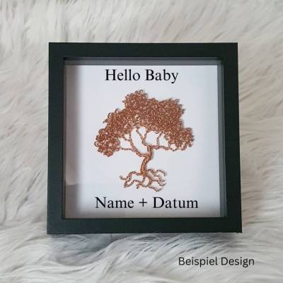 Mini Drahtbaum Geschenk zur Geburt / Personalisierter Bilderrahmen / Lebensbaum /Geburtsrahmen