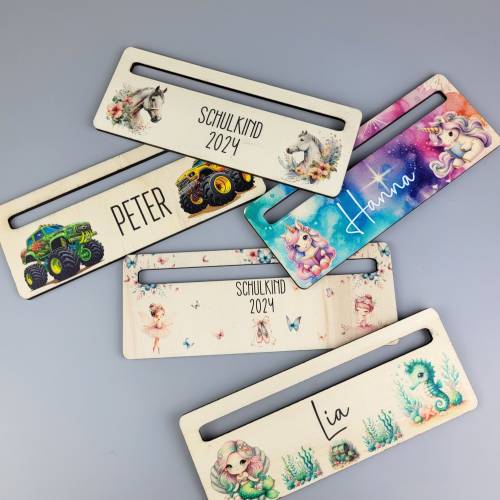 Lesehilfe Holz personalisiert mit Namen und Motiv