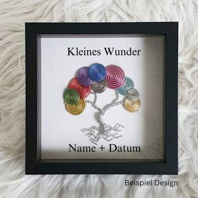 Mini Schneckenbaum Geschenk zur Geburt / Personalisierter Bilderrahmen / Lebensbaum /Geburtsrahmen