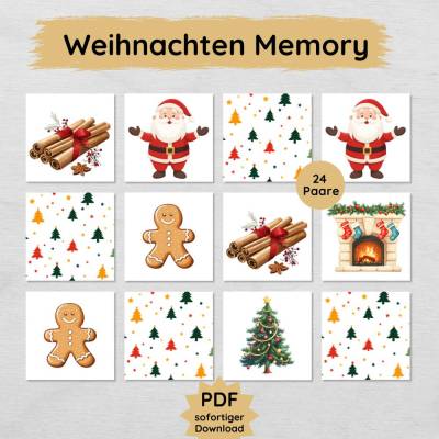 Weihnachten Memory Spiel für Kinder zum Ausdrucken, tolle Spielidee in der Weihnachtszeit