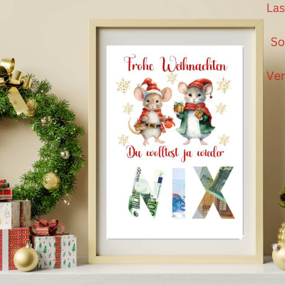 Geldgeschenk - Wunscherfüller zu Weihnachten, A4 , Sofort Download, Zum Ausdrucken, Last-Minute Geschenk 