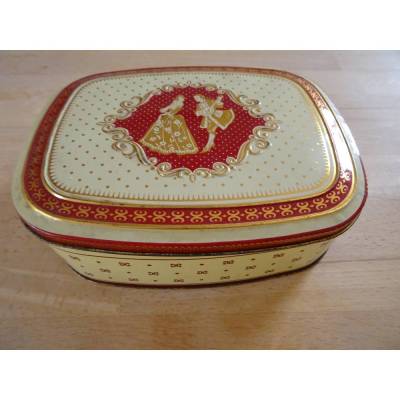 Klapp-Blechdose mit romantischem Dekor. Eduscho