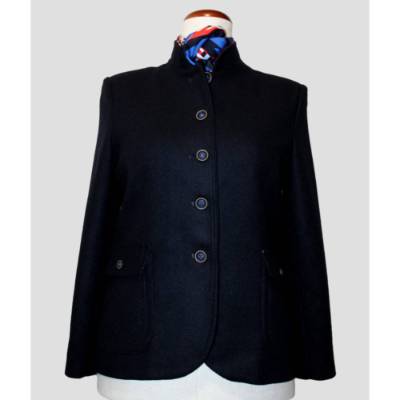  Damen Wolljacke Klassik Blau /Dunkelblau-Nachtblau