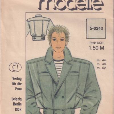 Schnittmusterbogen DDR Herrenjacke Vintage aus den 1980er Jahren Neue Modelle 5-0243